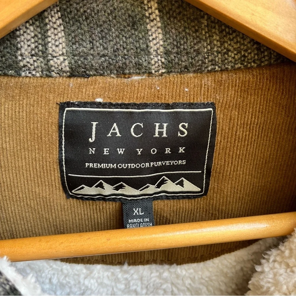 Jachs Wool Blend Sherpa Lined Dark Olive Striped Men's Shirt Jacket